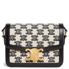 CELINE Borsa a tracolla TEEN TRIOMPHE in pelle e tela nera