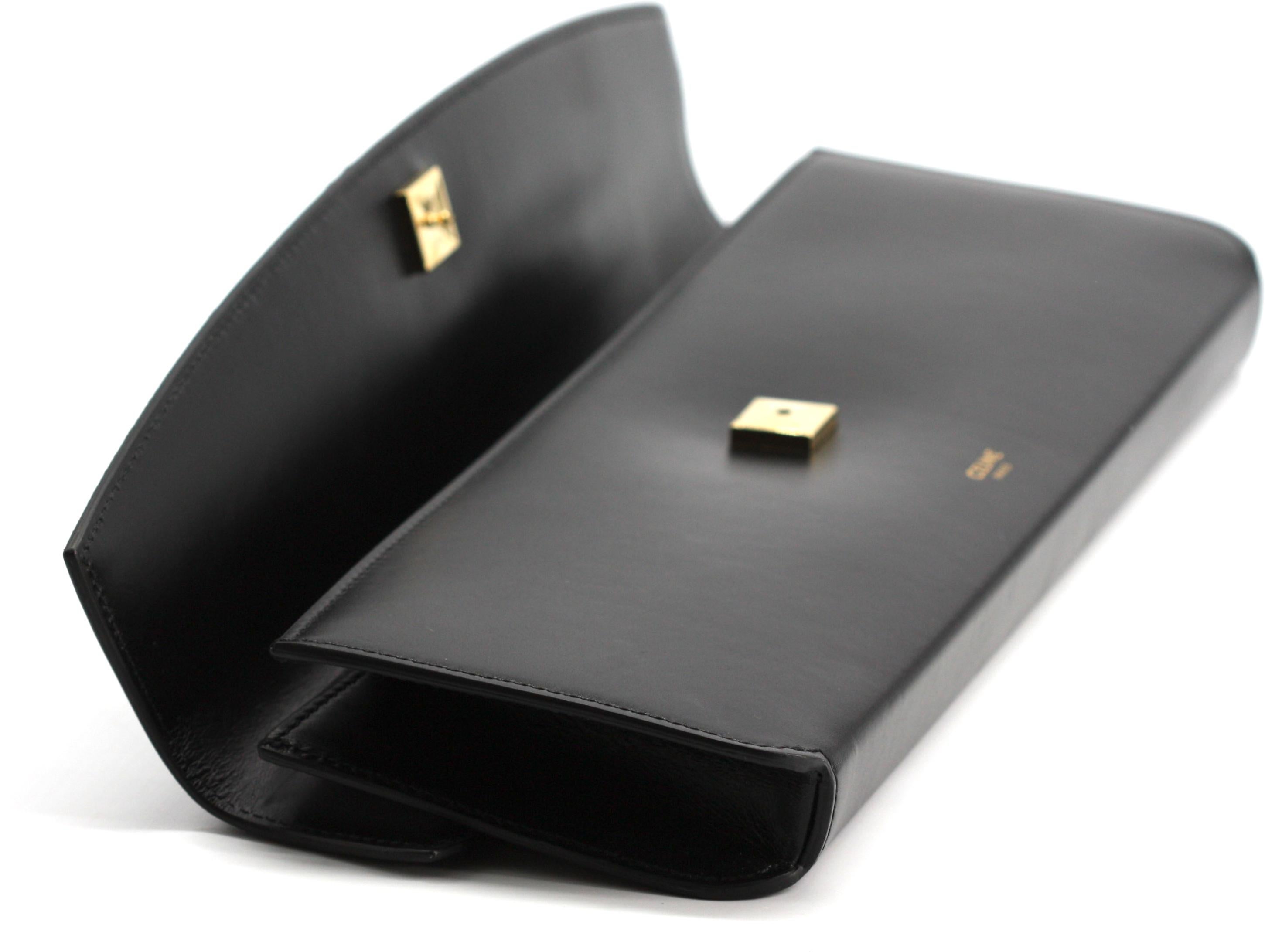 Pochette en cuir noir de Celine en vente 3