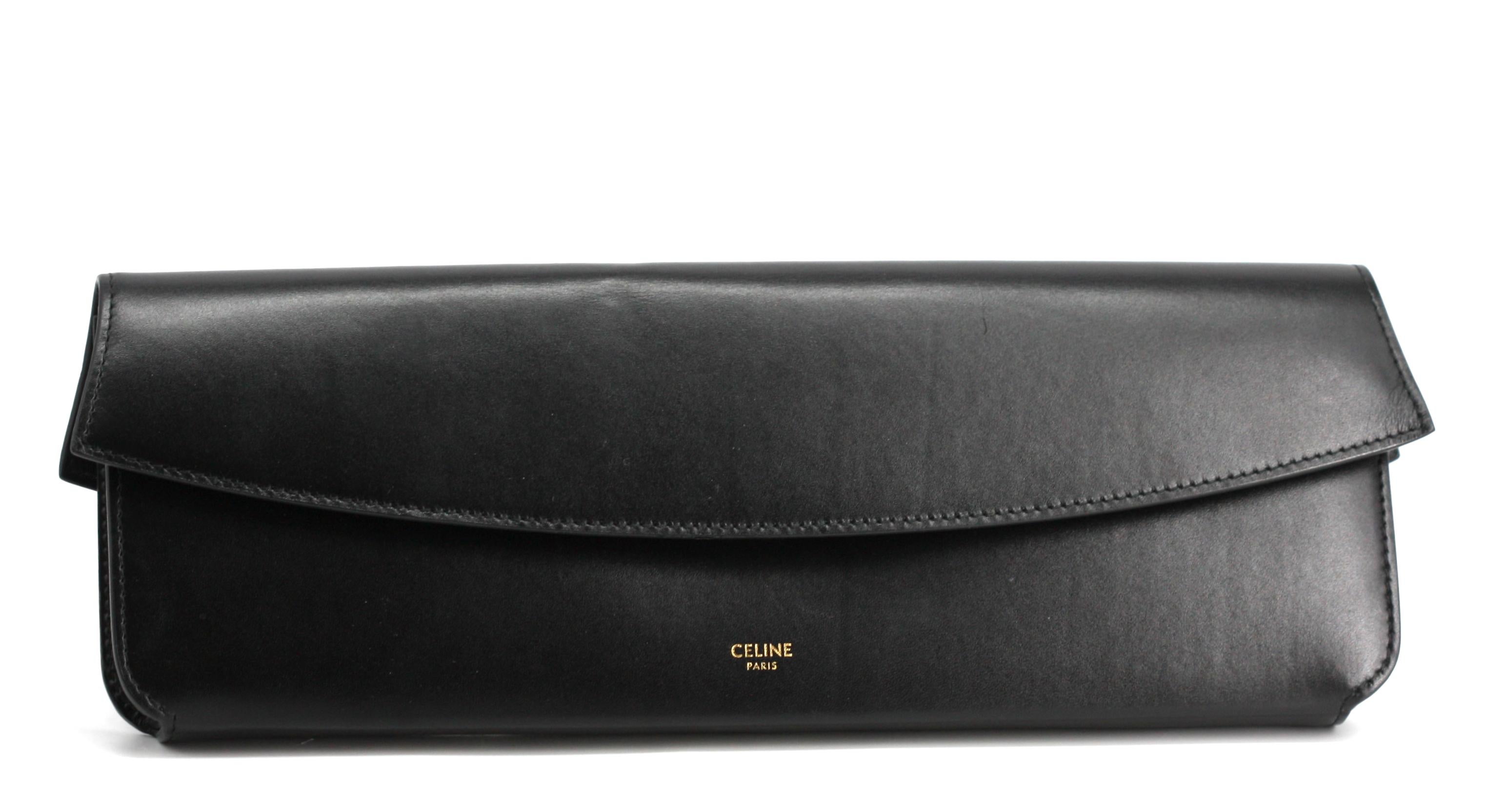 Pochette en cuir noir de Celine en vente 4