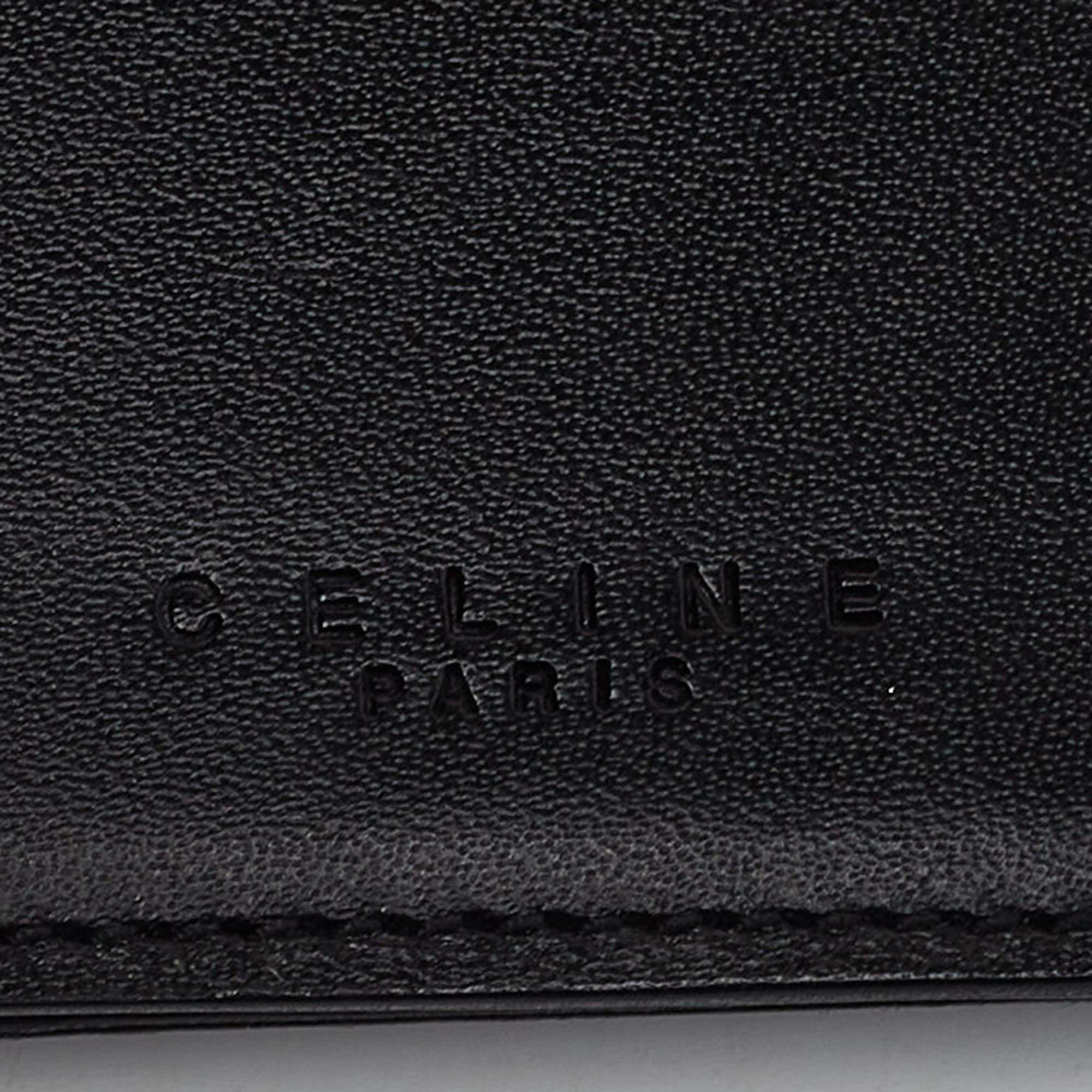 Women's Celine Black Leather Compact Wallet For Sale