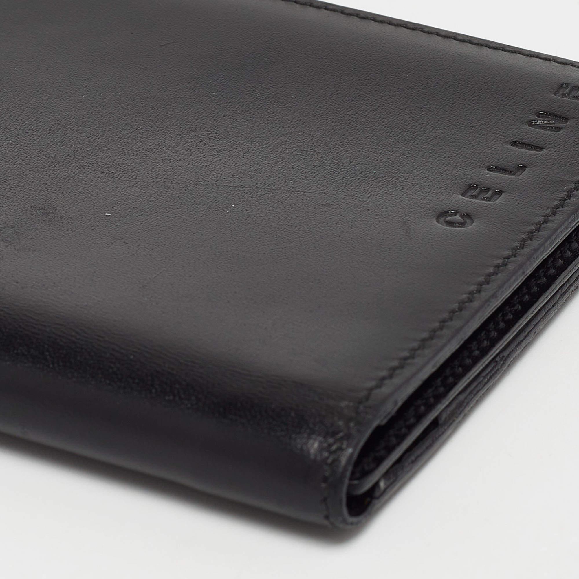 Celine Black Leather Compact Wallet For Sale 1