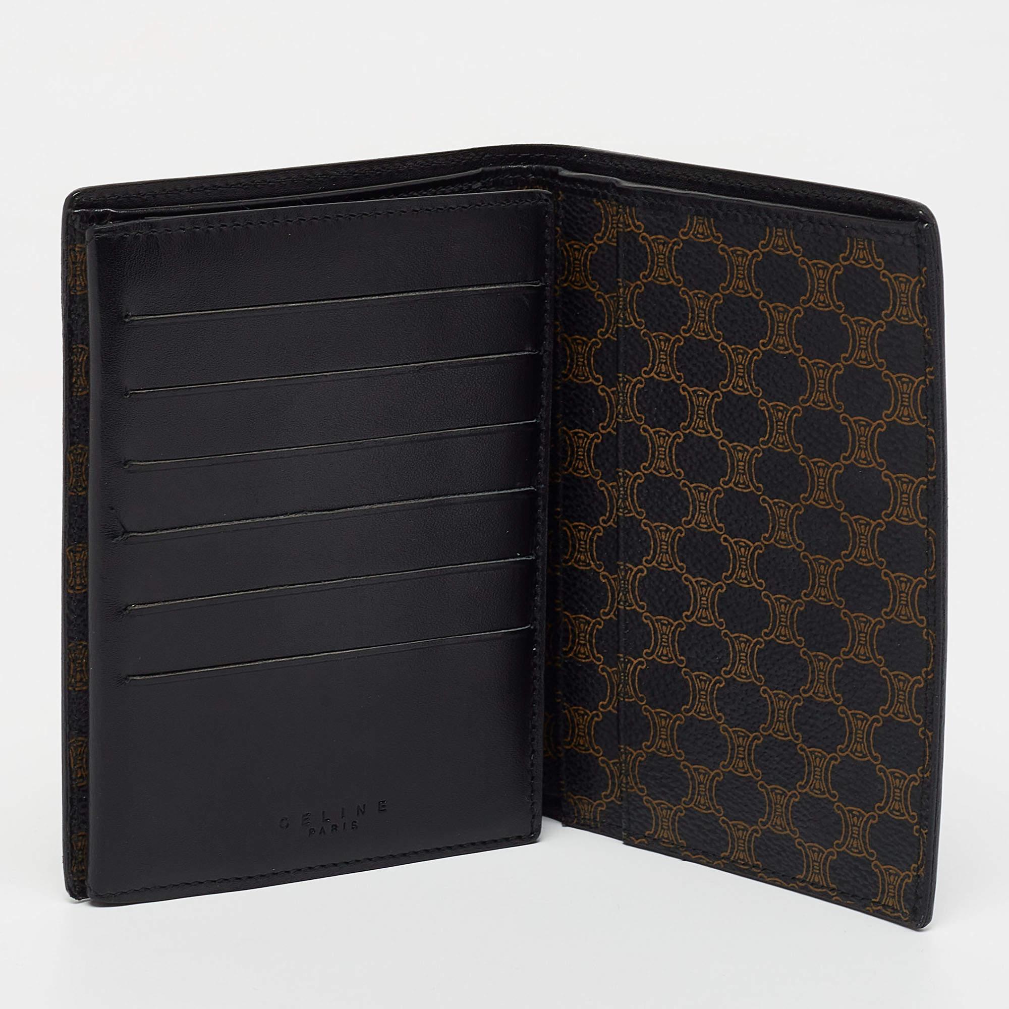 Celine Black Leather Compact Wallet For Sale 4