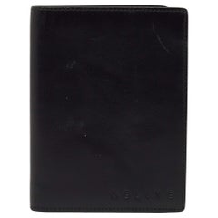 Used Celine Black Leather Compact Wallet