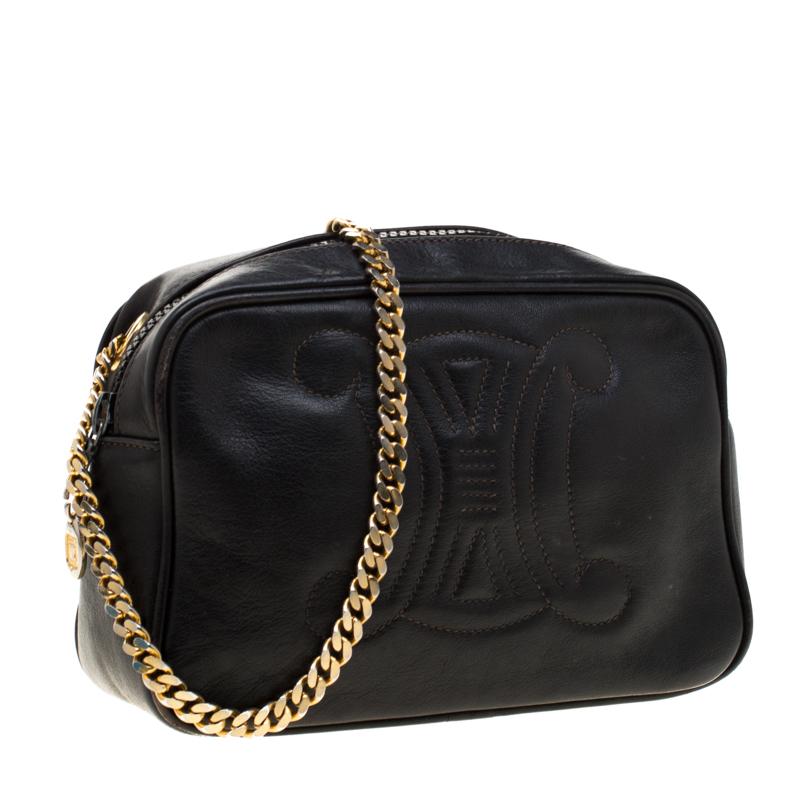 Celine Black Leather Crossbody Bag In Good Condition In Dubai, Al Qouz 2