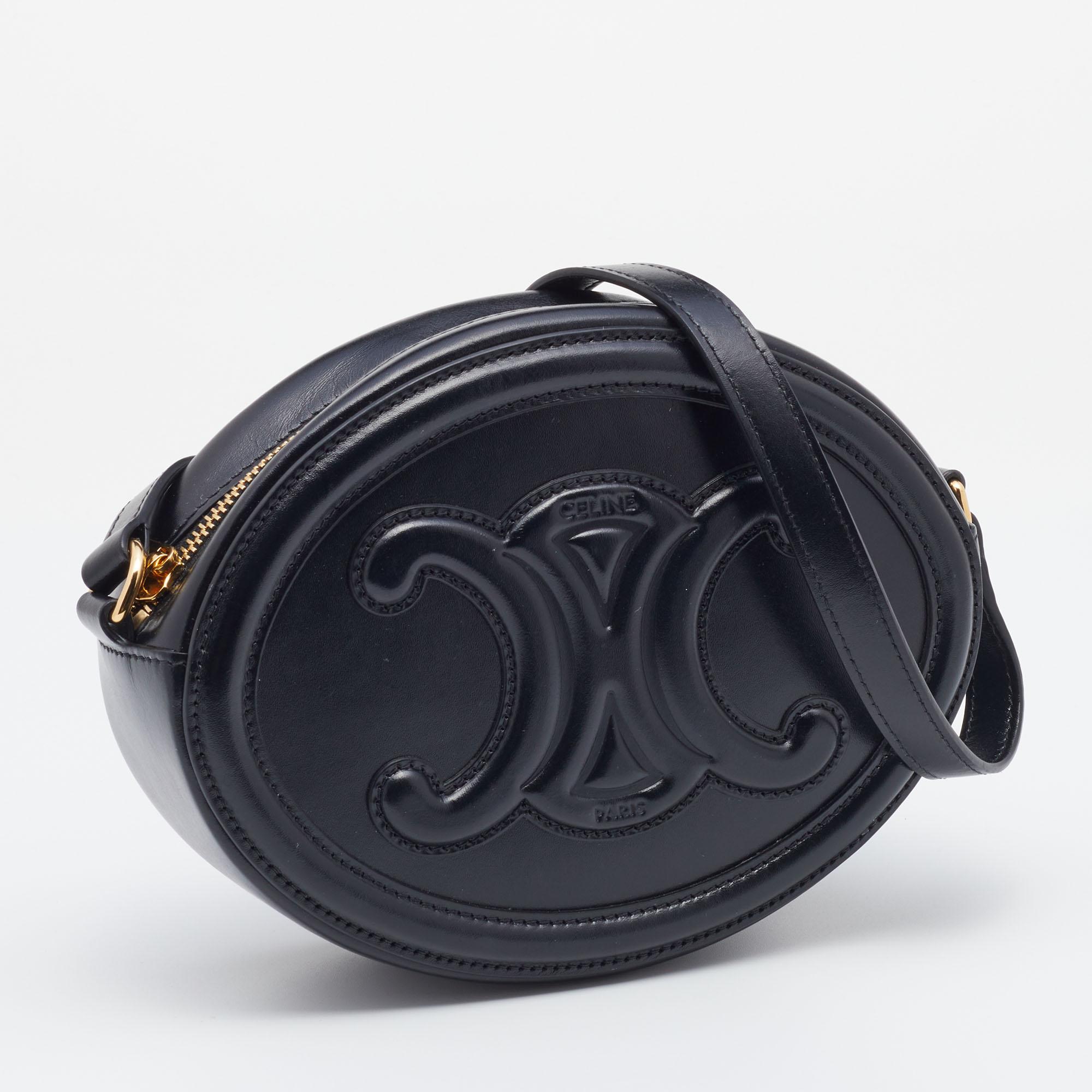 crossbody oval purse cuir triomphe in smooth calfskin trench