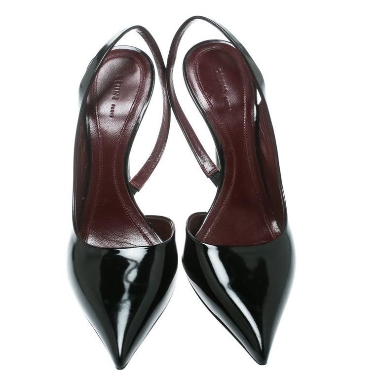 Celine Black Leather D'orsay Pointed Toe Slingback Sandals Size 37.5 ...