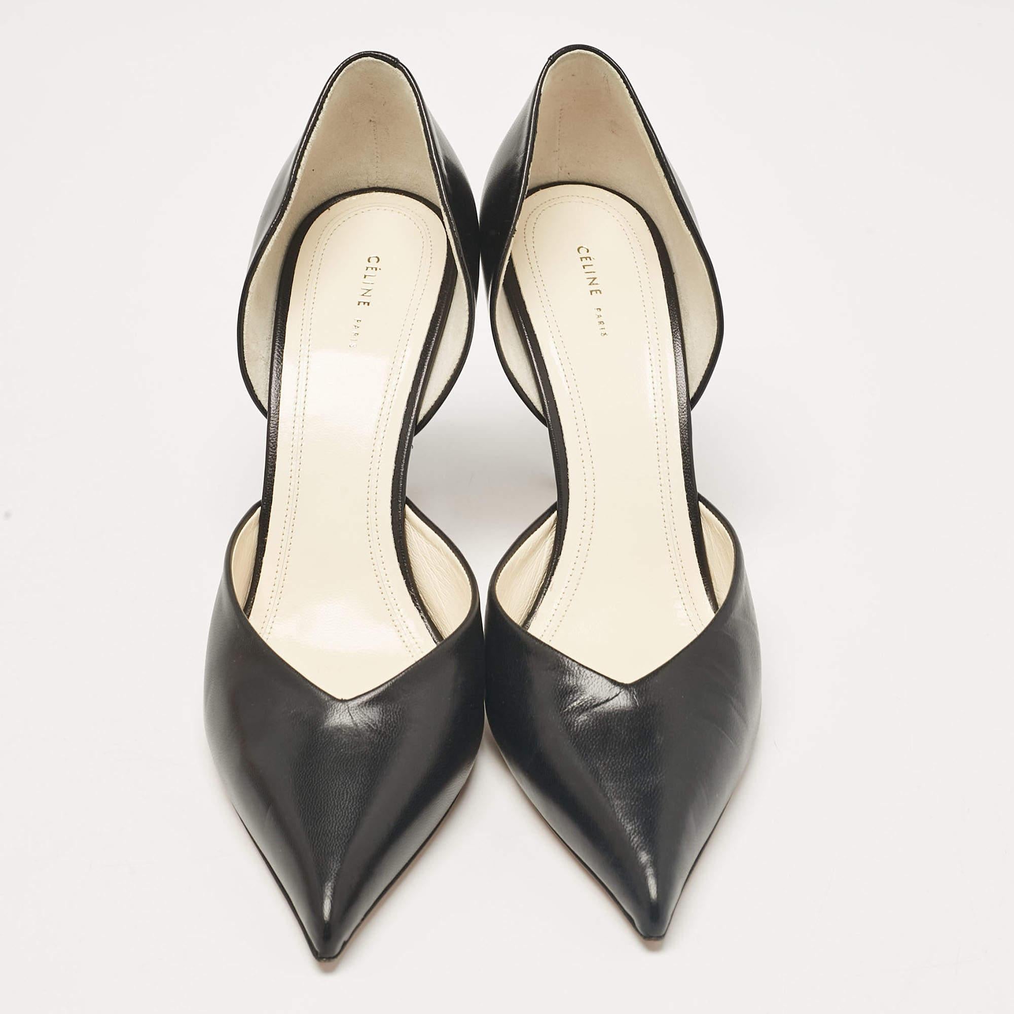 Celine Black Leather D'orsay Pumps Size 38.5 In New Condition In Dubai, Al Qouz 2