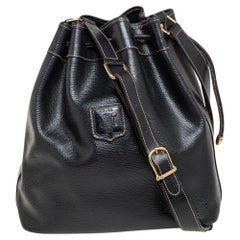 Celine Black Leather Drawstring Bucket Bag
