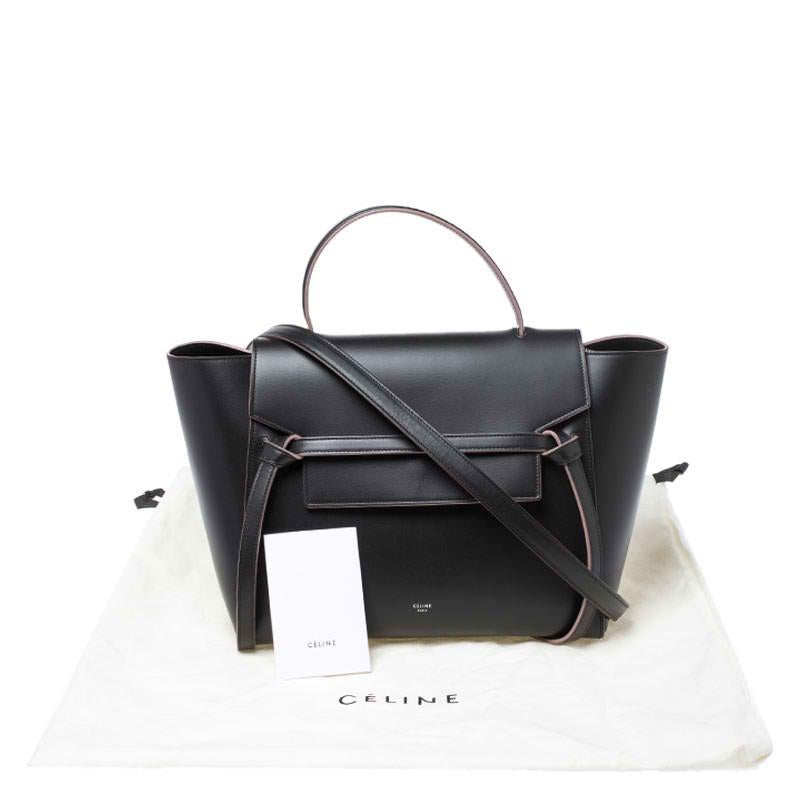 Celine Black Leather Flap Top Handle Bag 7