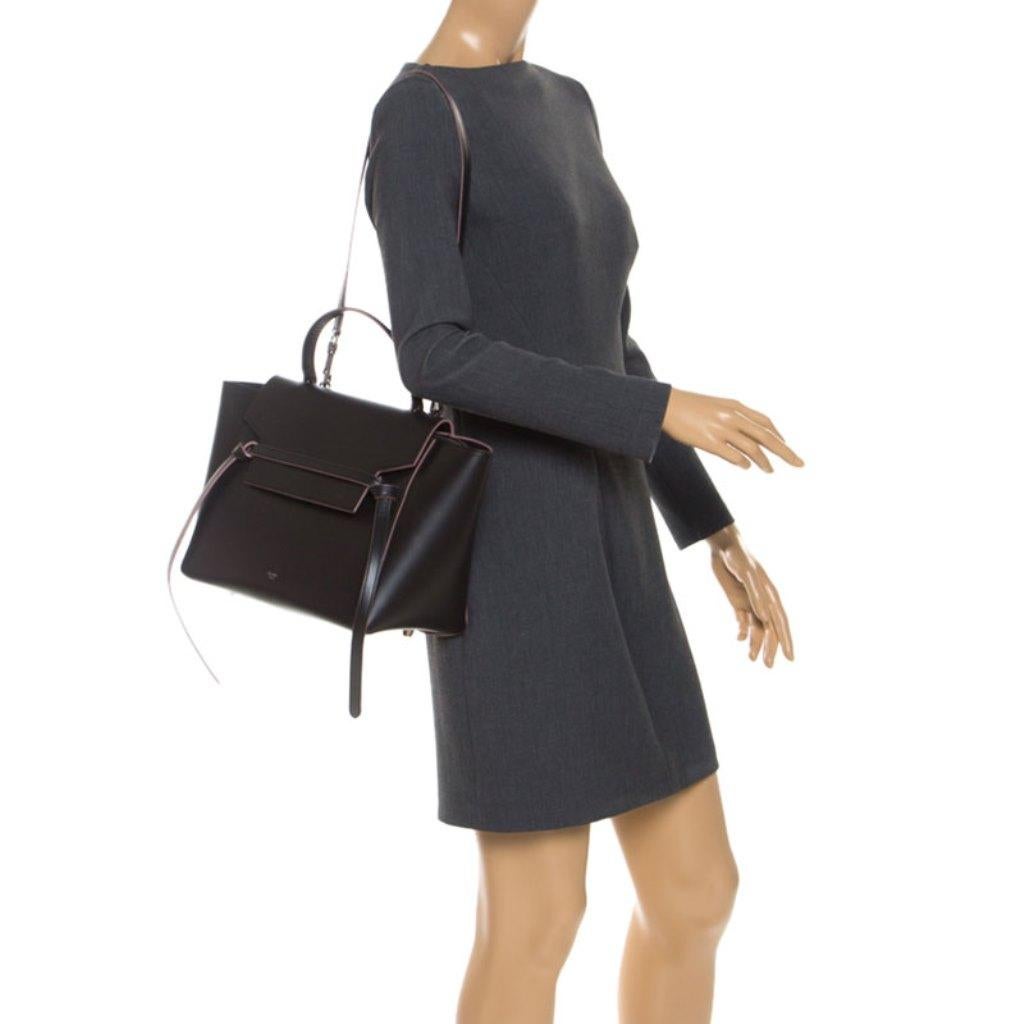 Celine Black Leather Flap Top Handle Bag In Excellent Condition In Dubai, Al Qouz 2