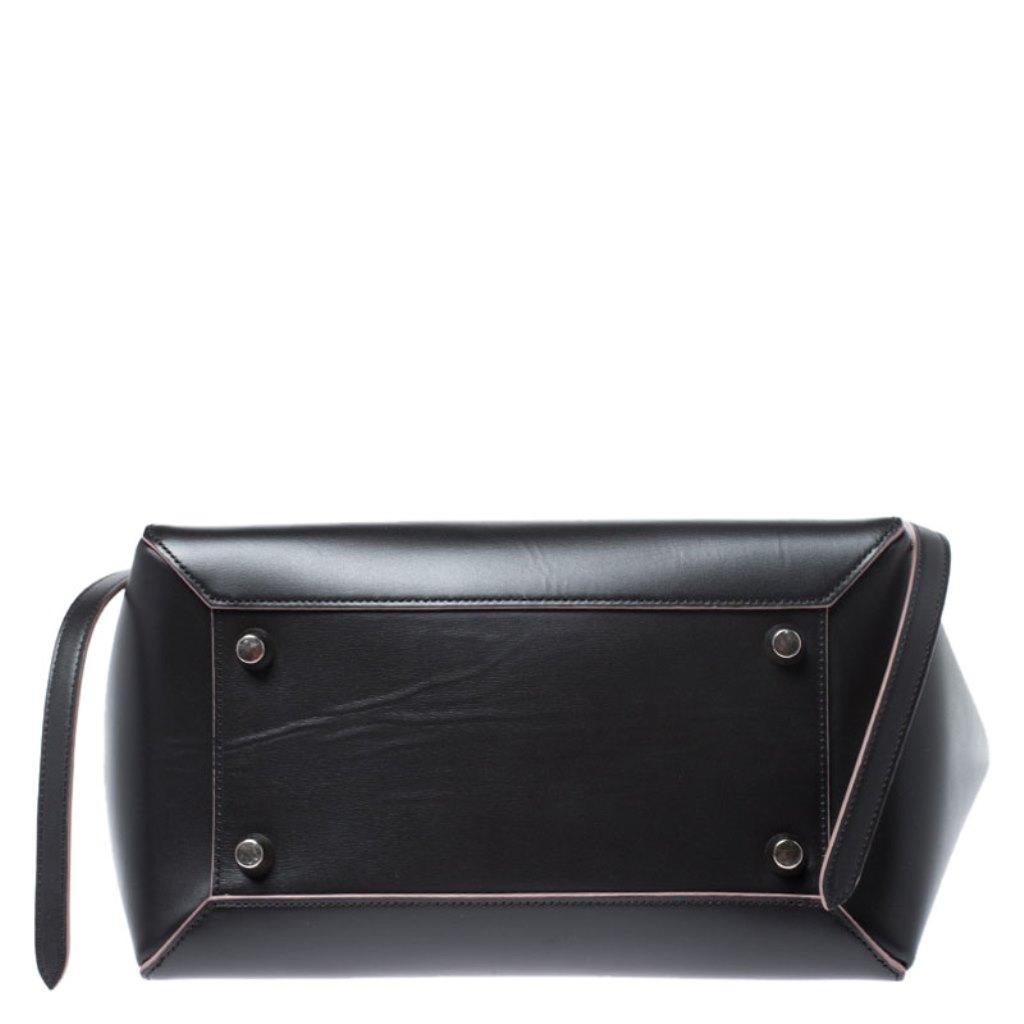 Women's Celine Black Leather Flap Top Handle Bag