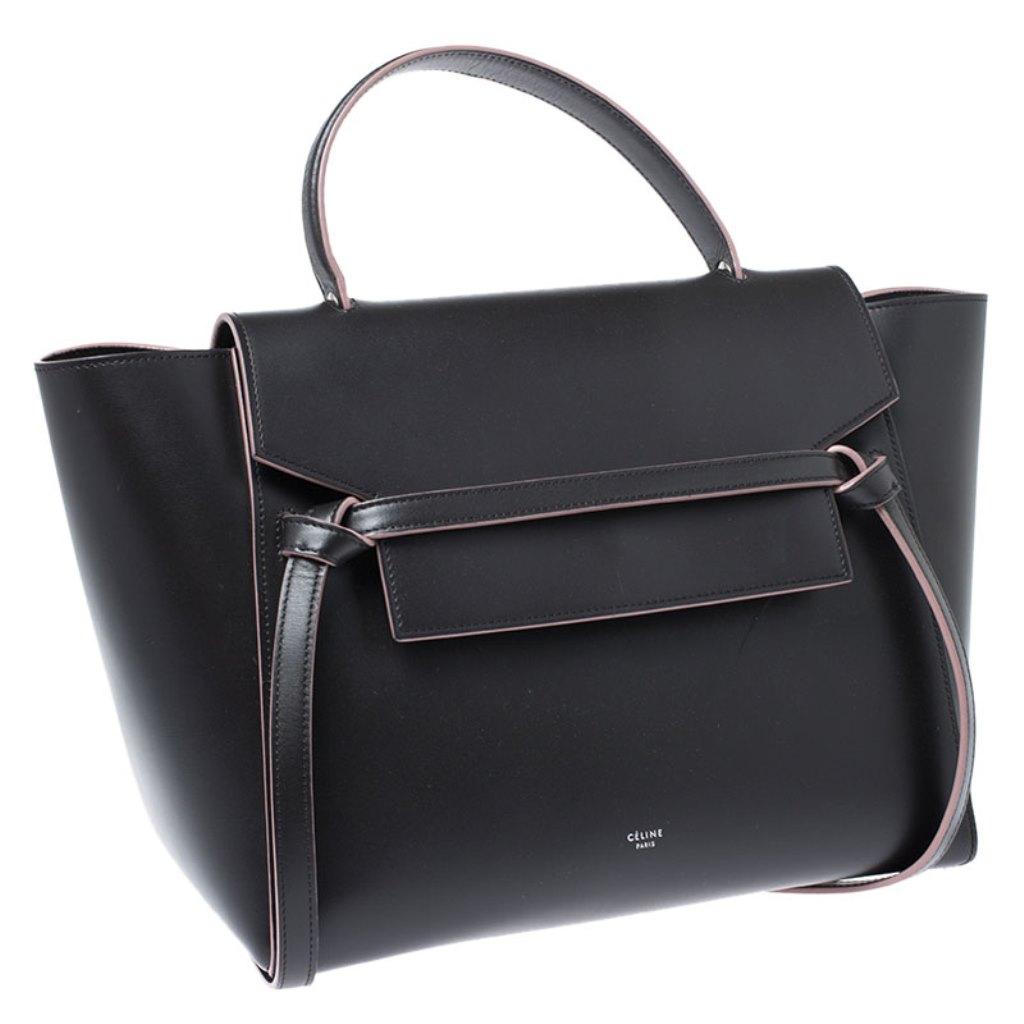 Celine Black Leather Flap Top Handle Bag 1