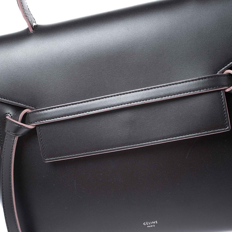Celine Black Leather Flap Top Handle Bag 3
