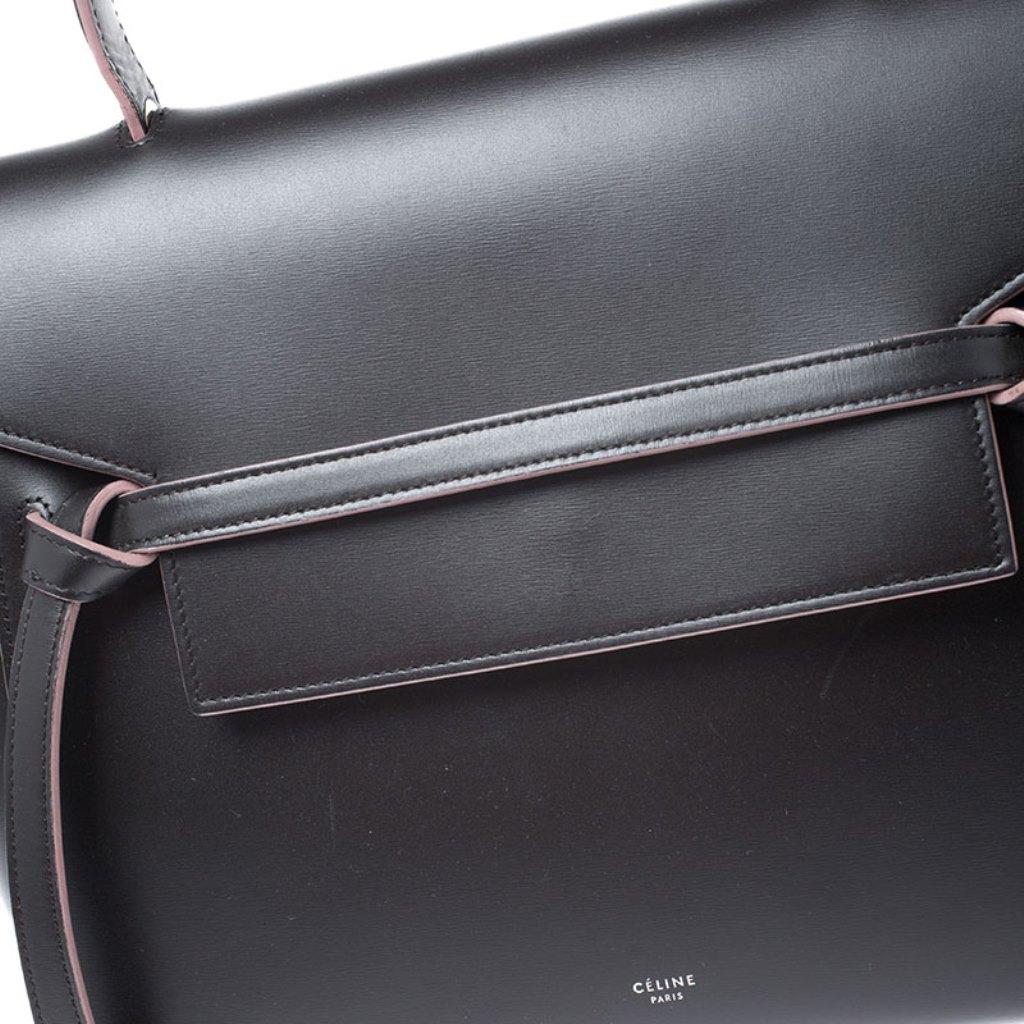 Celine Black Leather Flap Top Handle Bag 4