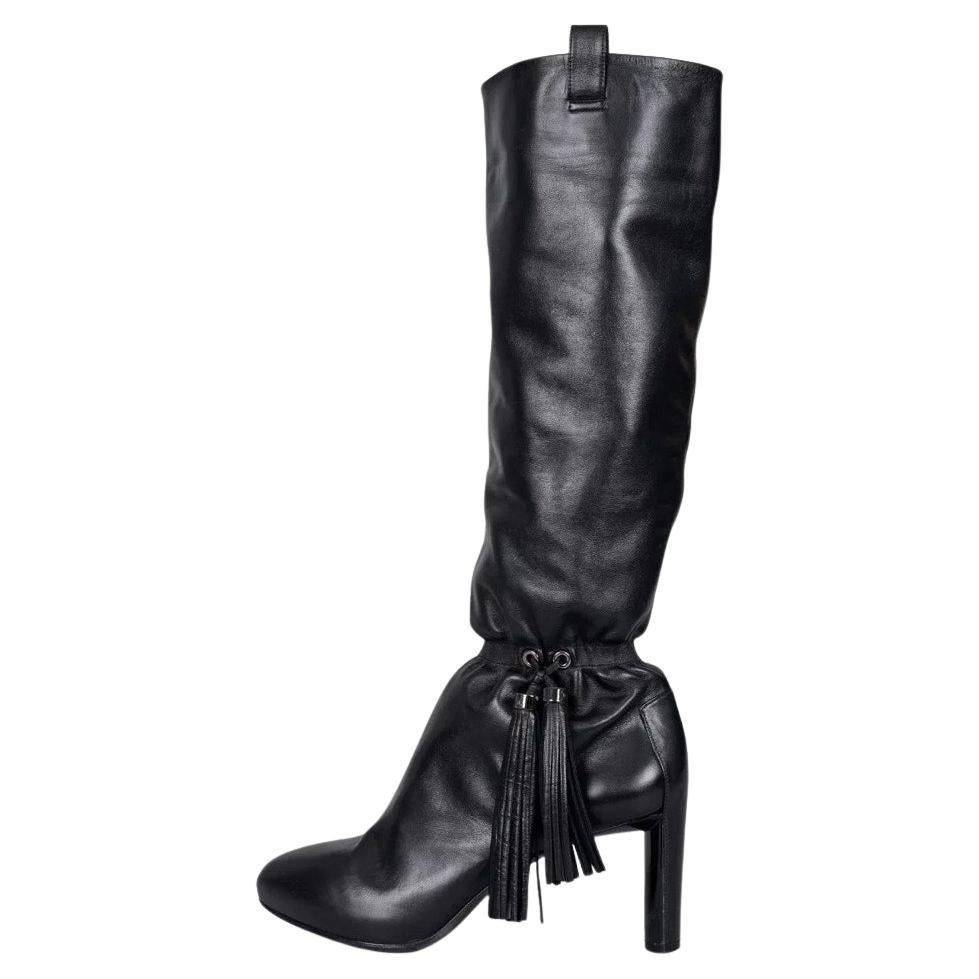 Botas cónicas de flecos de piel negra Celine - Talla 38