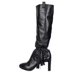 Botas cónicas de flecos de piel negra Celine - Talla 38