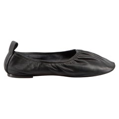 Celine Black Leather Gathered Flats Size IT 36