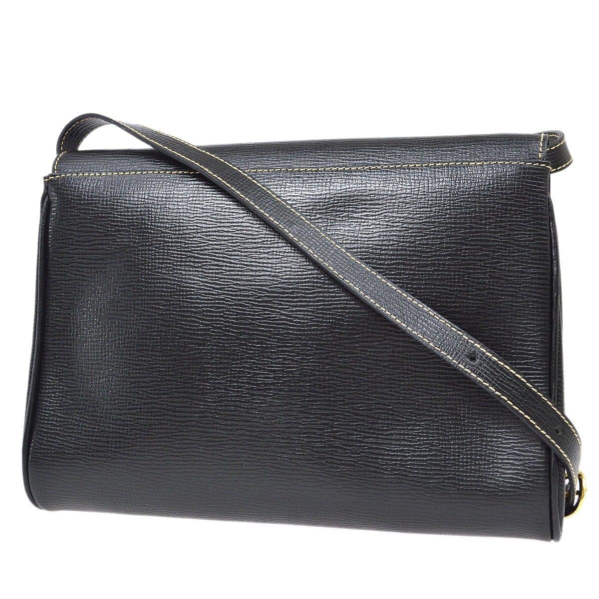 De las mujeres CELINE Bolso de hombro Crossbody de piel negra con hebilla dorada 'CELINE PARIS en venta