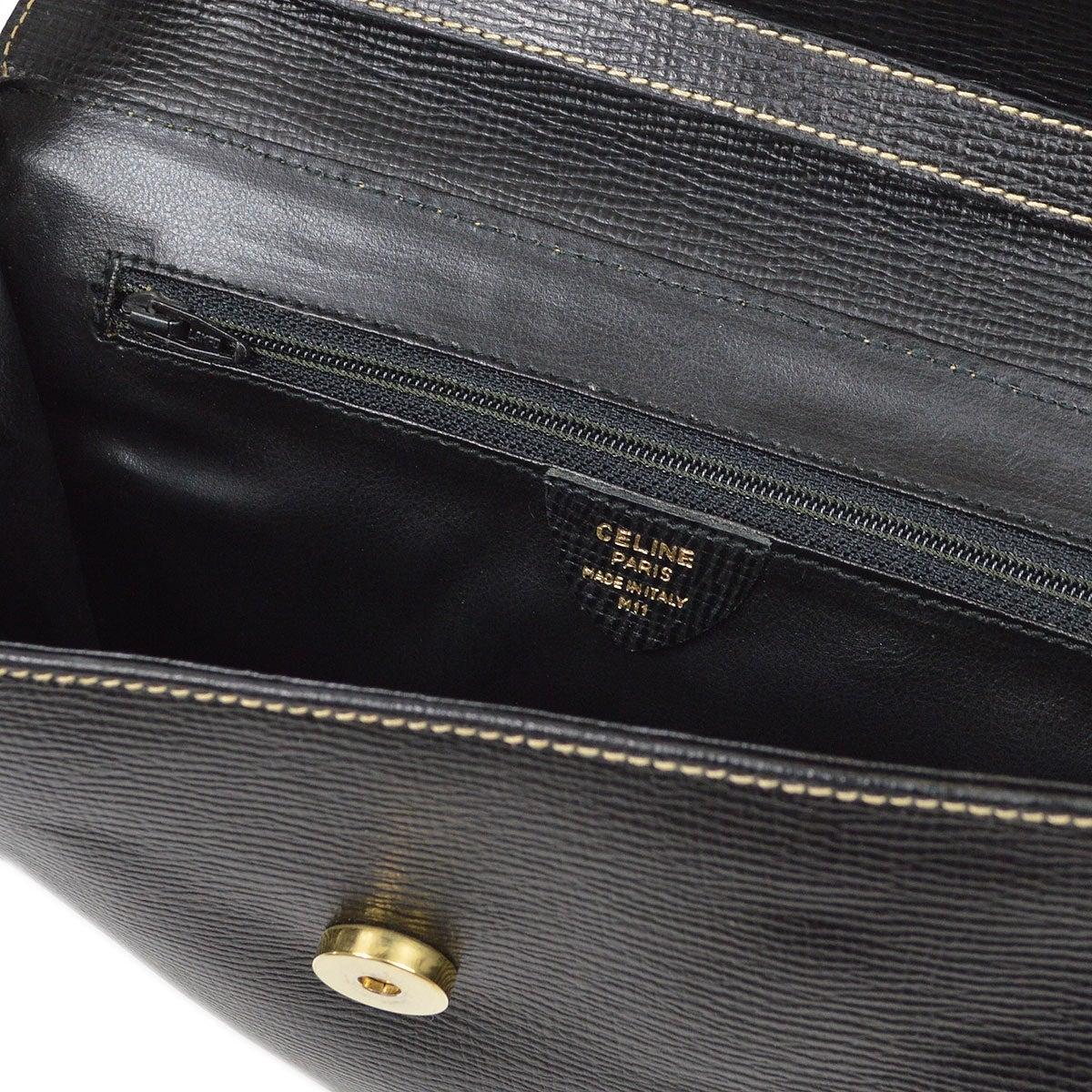CELINE Bolso de hombro Crossbody de piel negra con hebilla dorada 'CELINE PARIS en venta 1