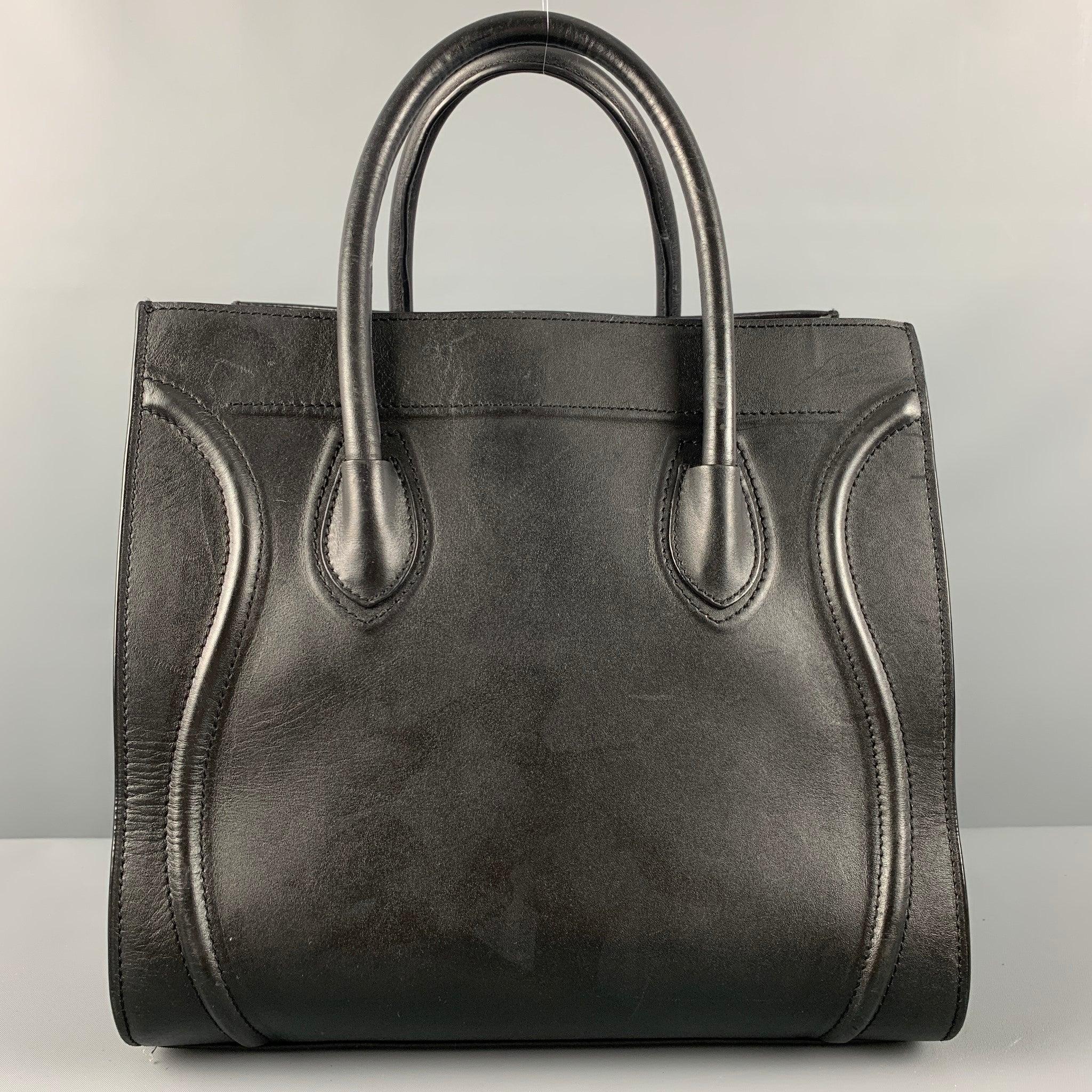 CELINE Schwarze Lederhandtasche Handtasche im Angebot 1