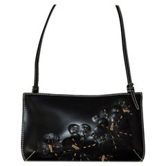 Celine Black Leather Handbag with Floral Applique CE00/13 Never Used