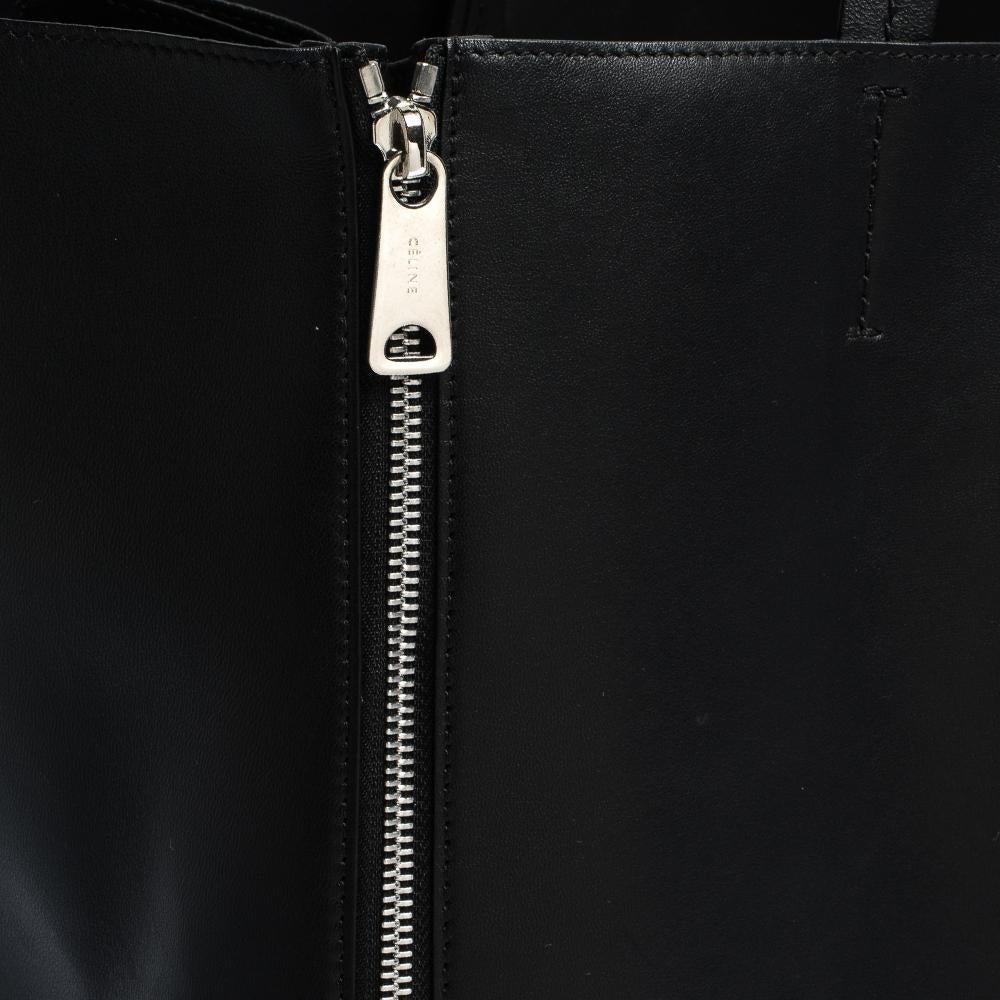 Celine Black Leather Horizontal Zip Cabas Tote In Good Condition In Dubai, Al Qouz 2
