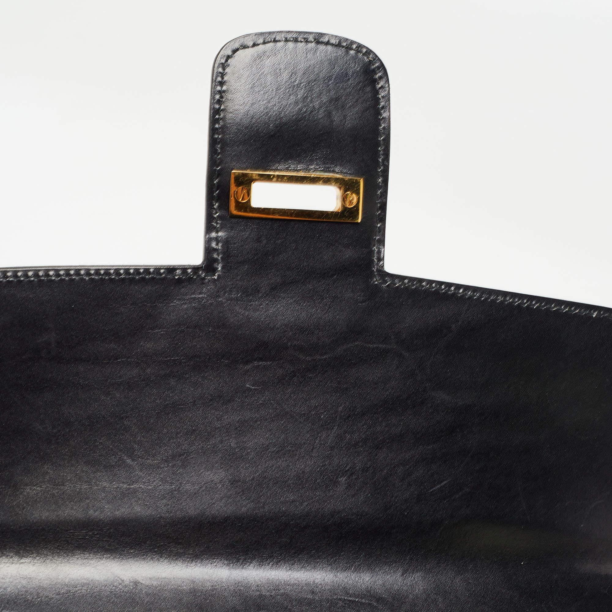 Celine Black Leather Horse Carriage Logo Shoulder Bag 9