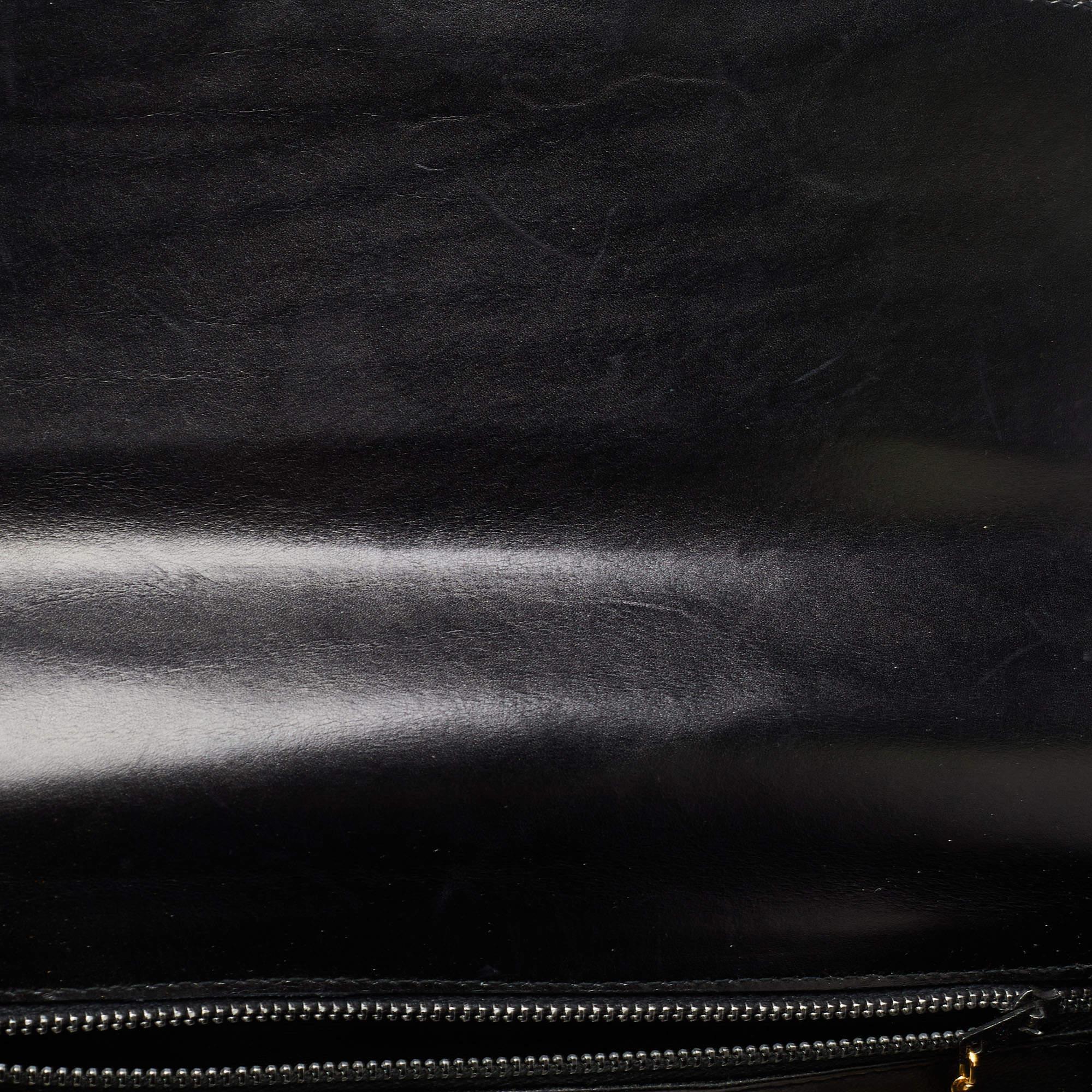 Celine Black Leather Horse Carriage Logo Shoulder Bag 10