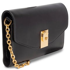 CELINE black leather iPhone XS MAX Clutch Wallet on Chain WOC Bag
