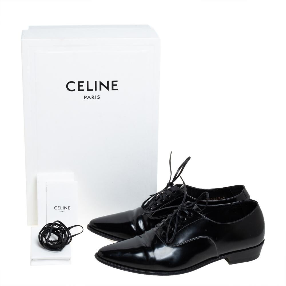 Women's Celine Black Leather Jacno Oxfords Size 36.5