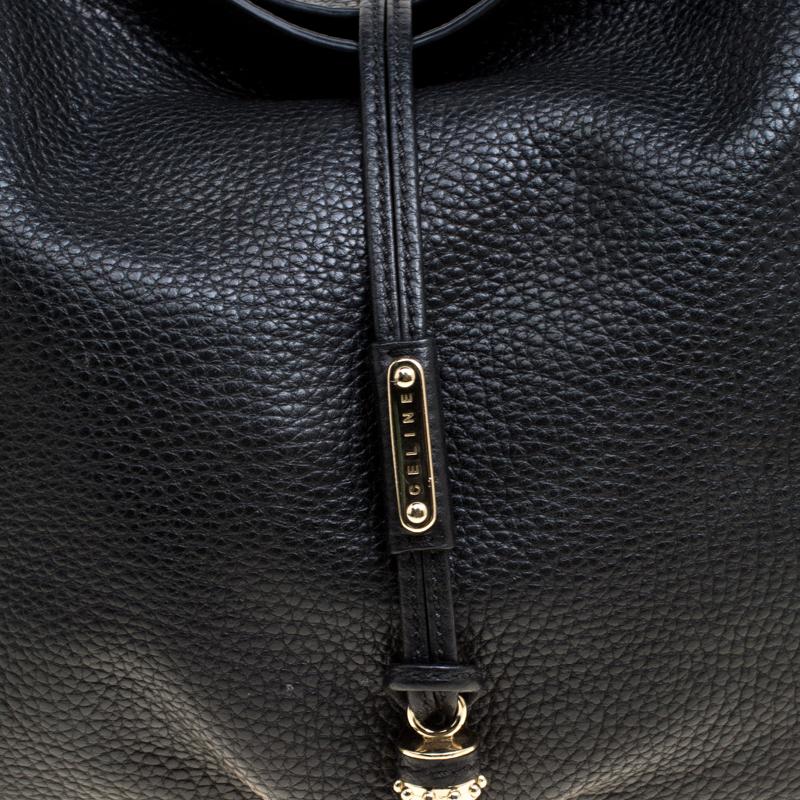 Celine Black Leather Large Bittersweet Hobo For Sale at 1stDibs