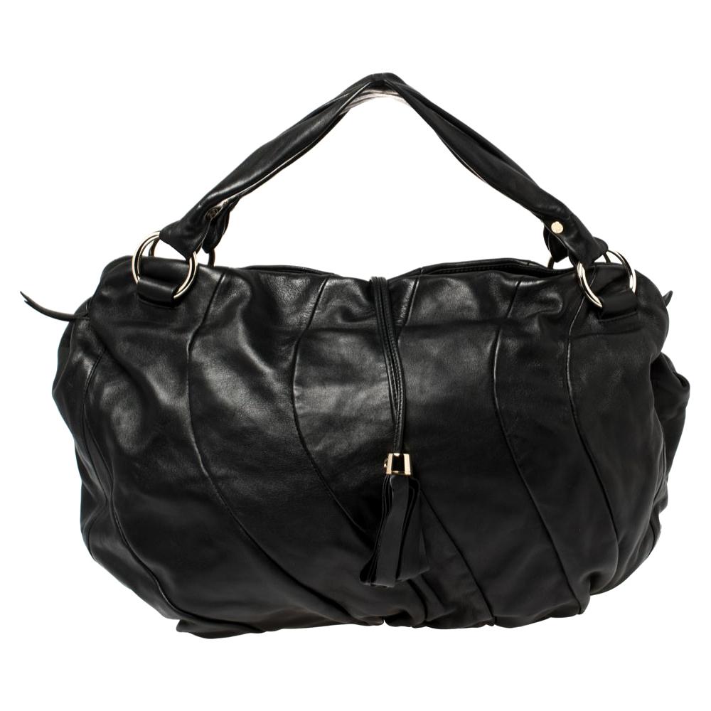 Celine Black Leather Large Bittersweet Hobo