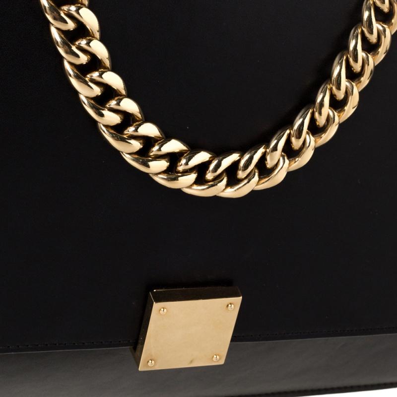 Celine Black Leather Large Case Flap Chain Bag 3