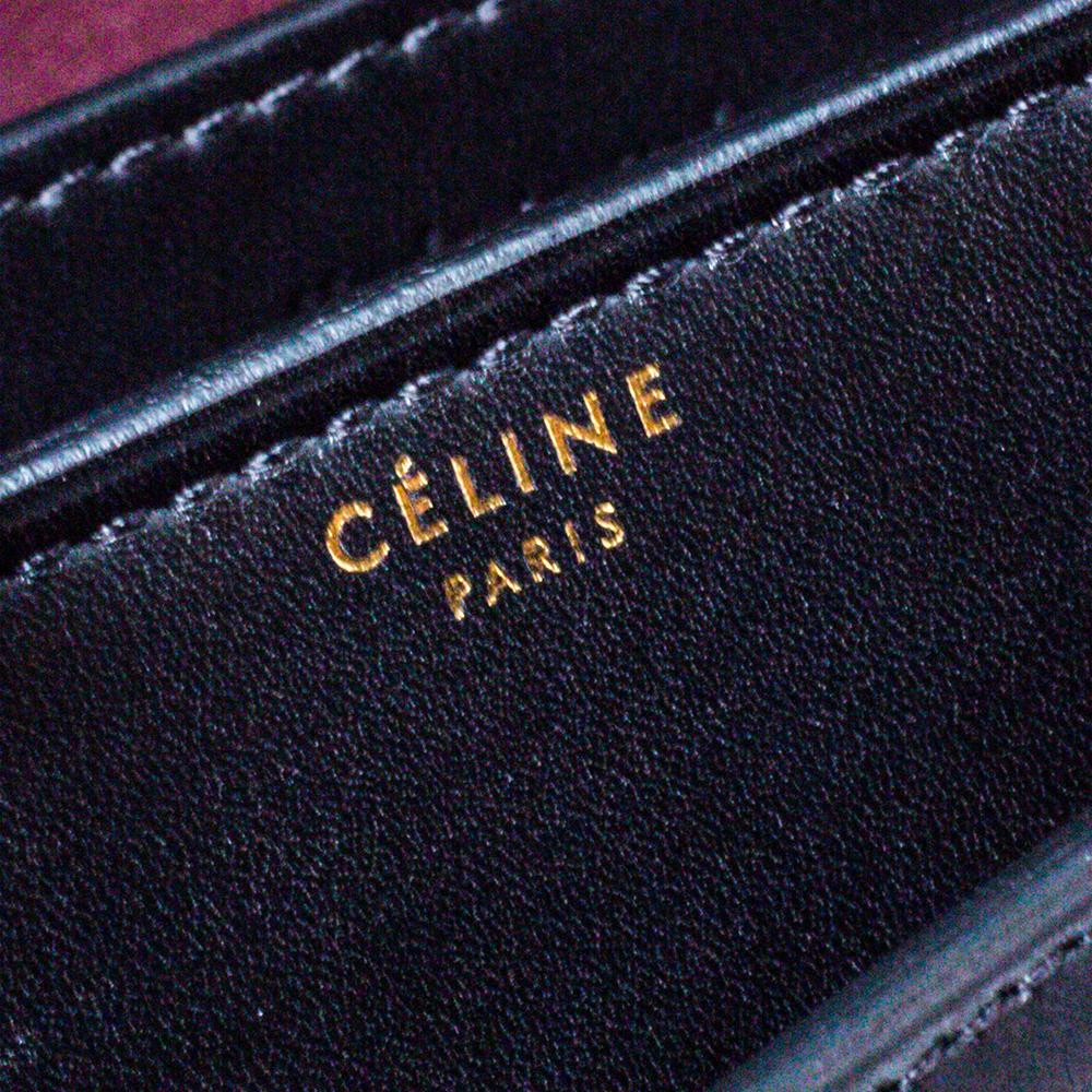 Women's Celine Black Leather Large Case Flap Chain Bag
