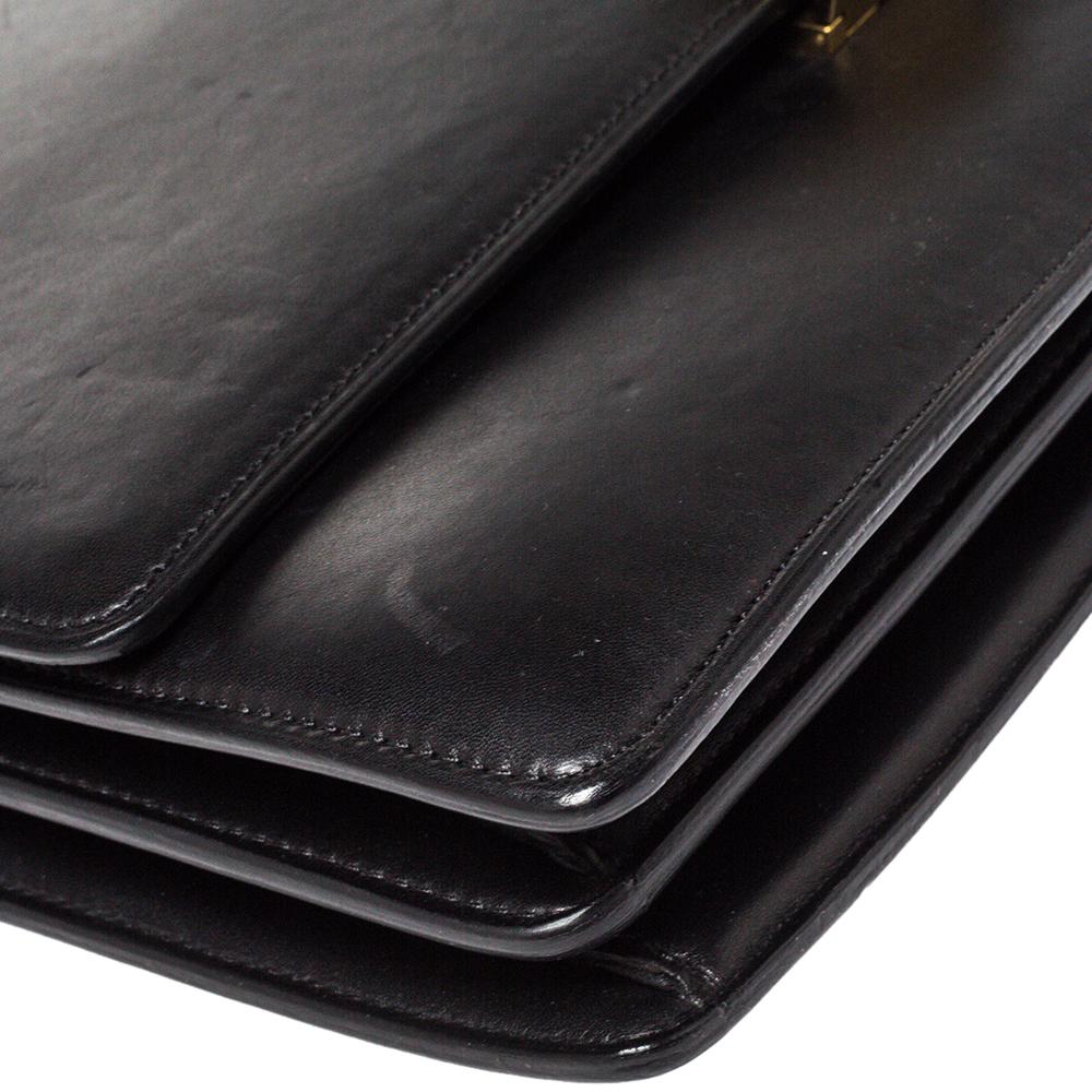 Celine Black Leather Large Case Flap Chain Bag 1