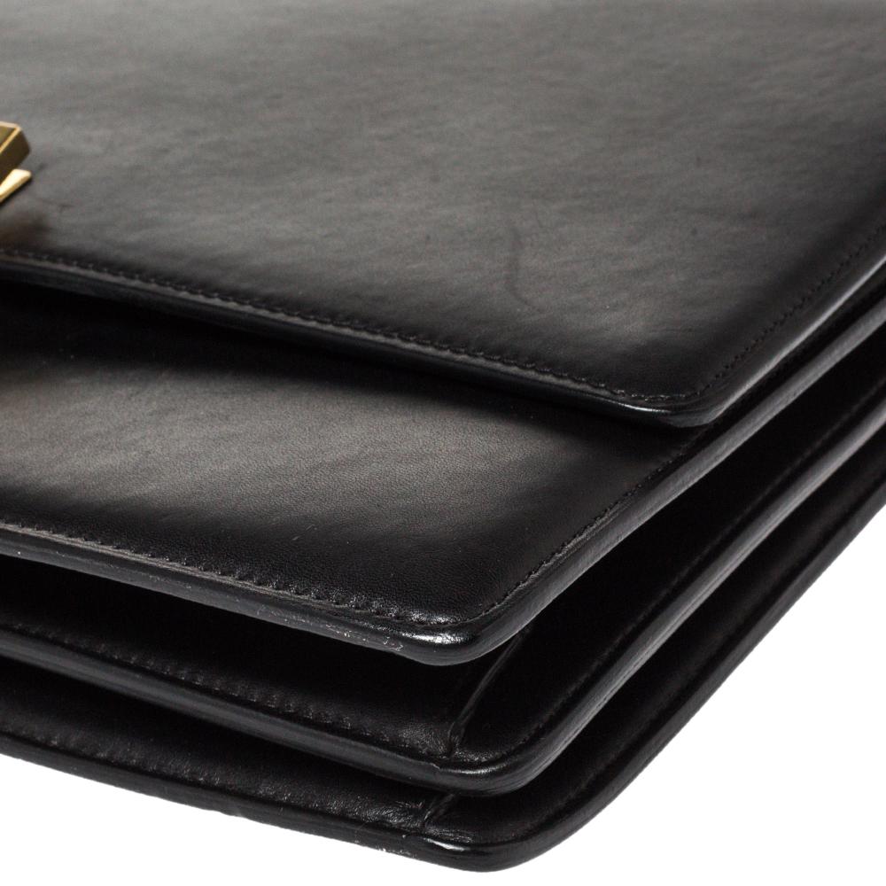 Celine Black Leather Large Case Flap Chain Bag 2