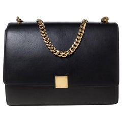 Celine Black Leather Large Case Flap Chain Bag