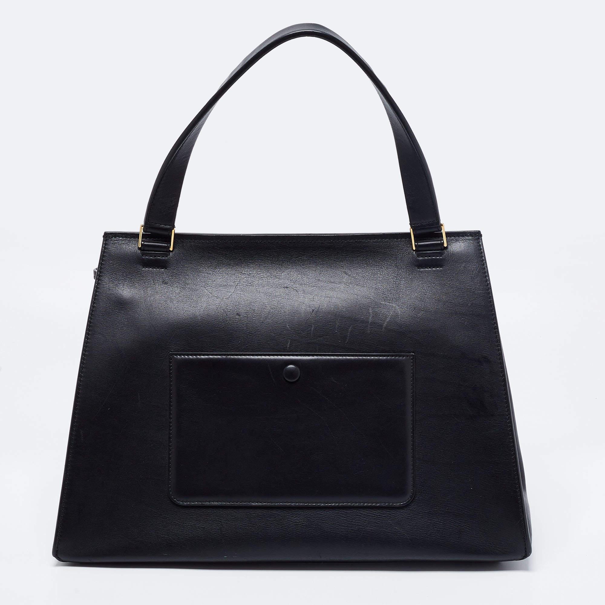 Celine Black Leather Large Edge Top Handle Bag 6