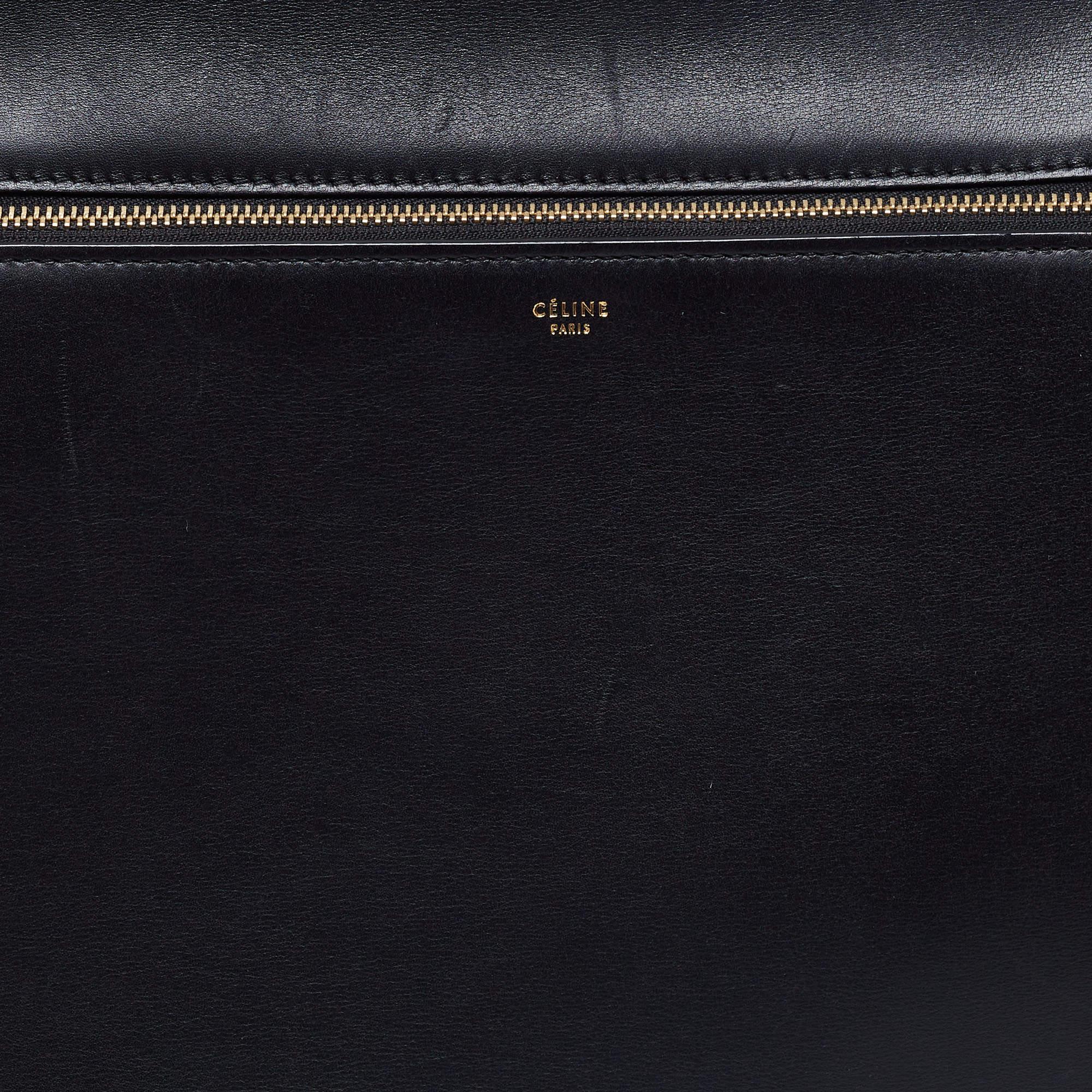 Celine Black Leather Large Edge Top Handle Bag 12