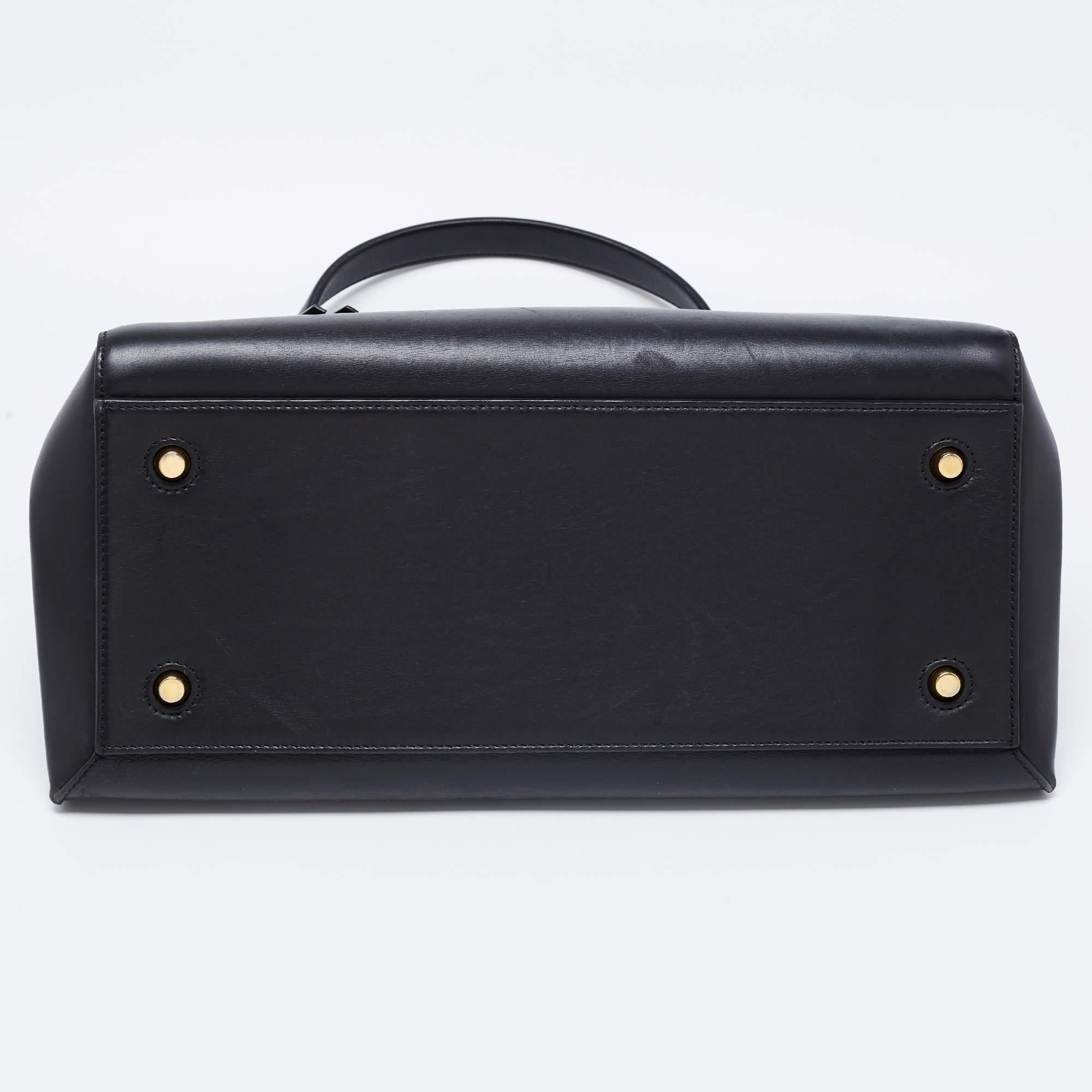Women's Celine Black Leather Large Edge Top Handle Bag