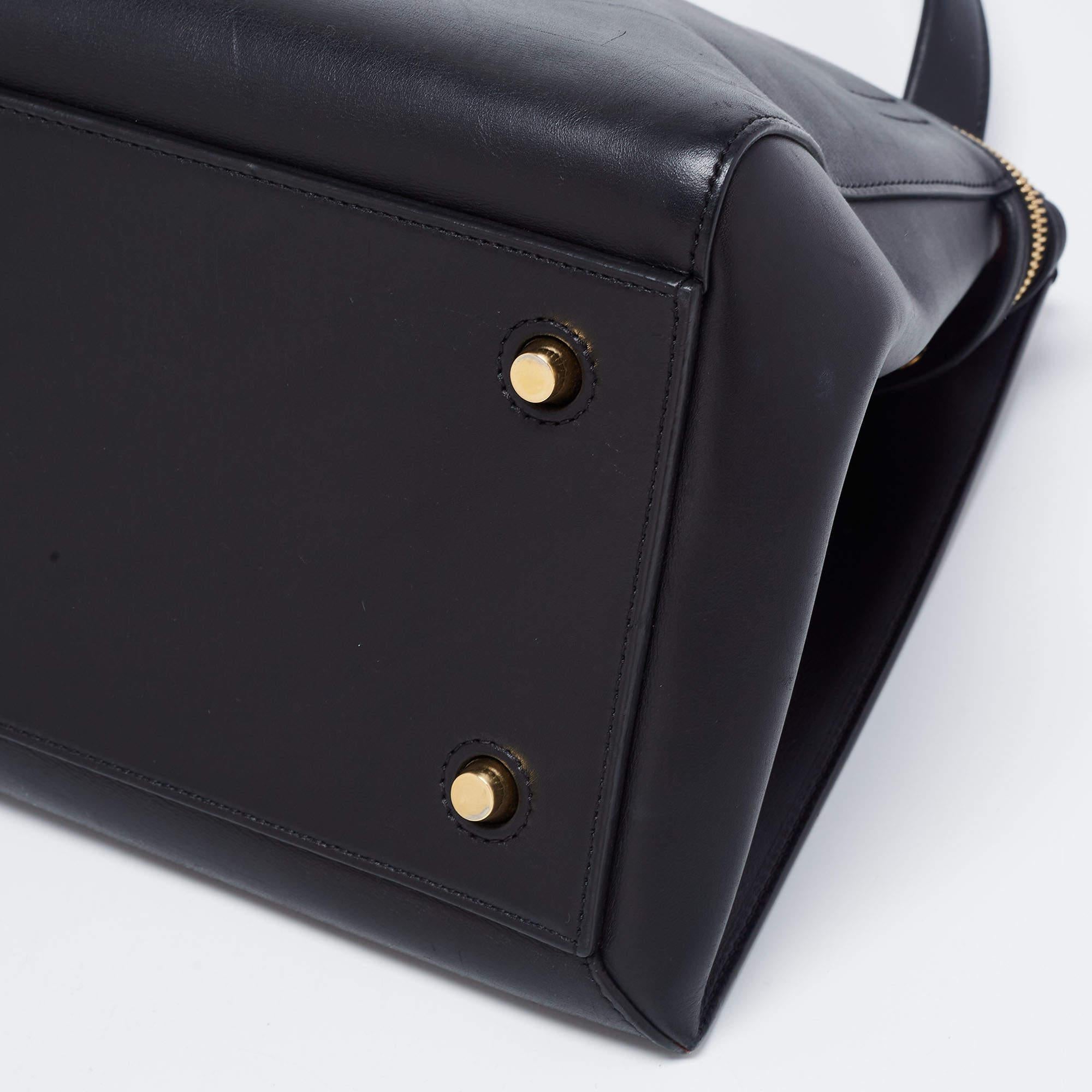 Celine Black Leather Large Edge Top Handle Bag 1