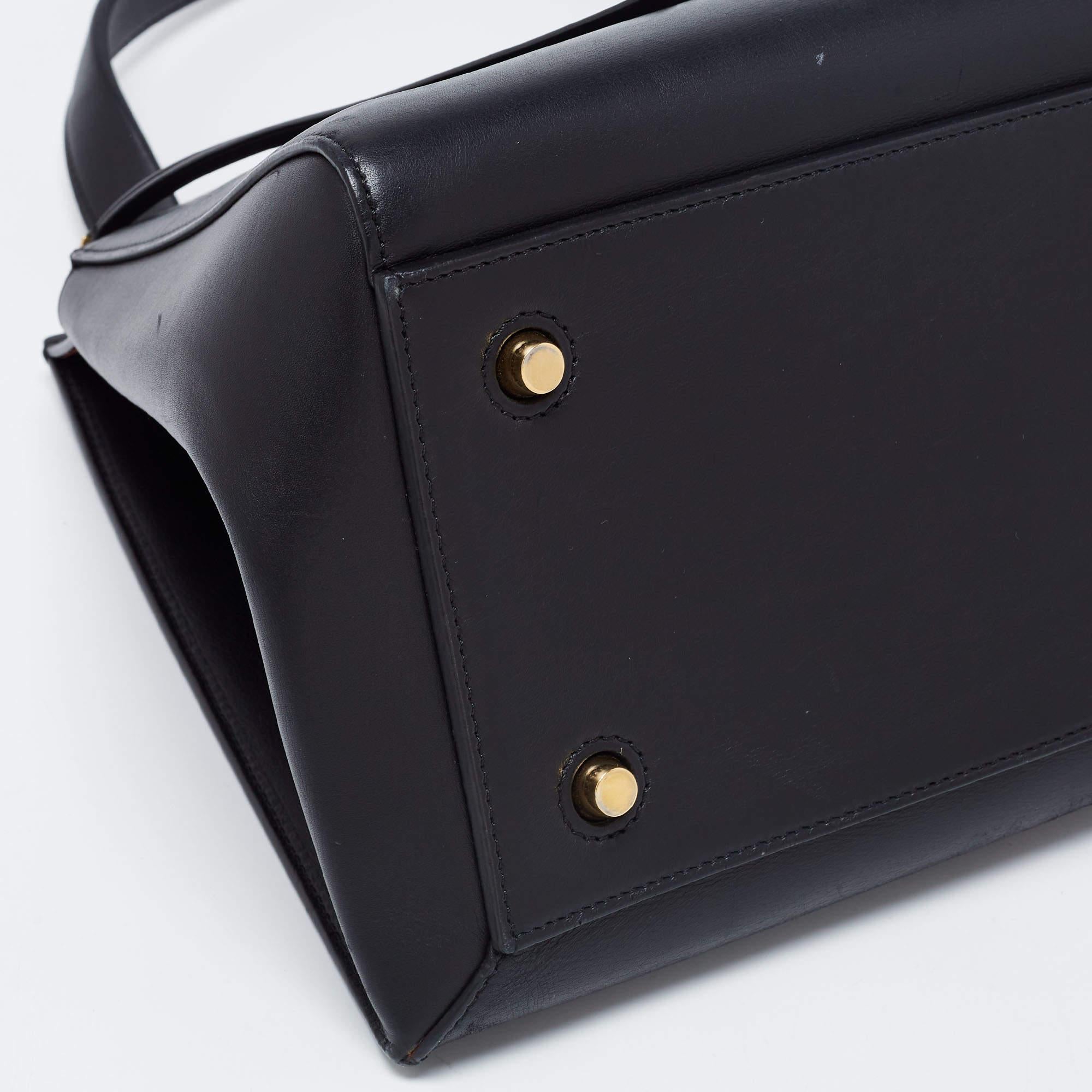 Celine Black Leather Large Edge Top Handle Bag 2