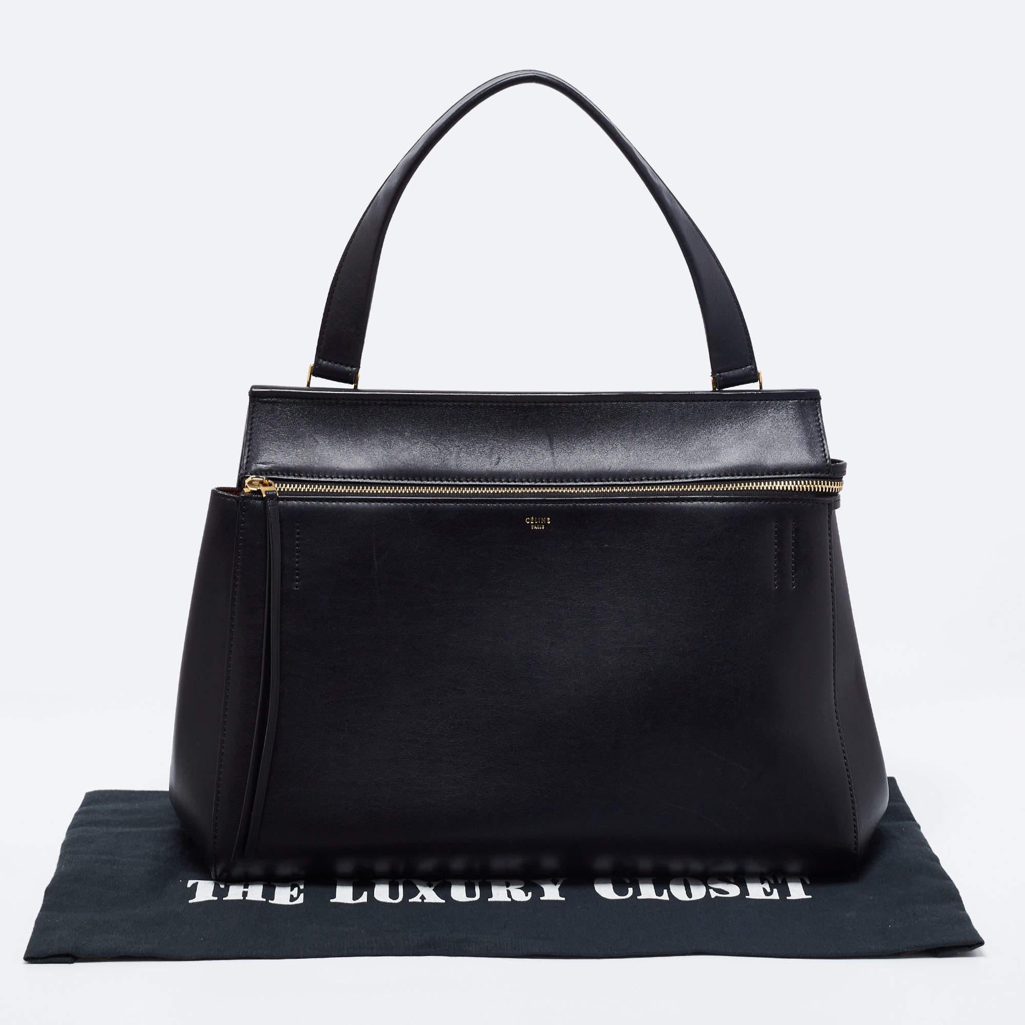 Celine Black Leather Large Edge Top Handle Bag 3