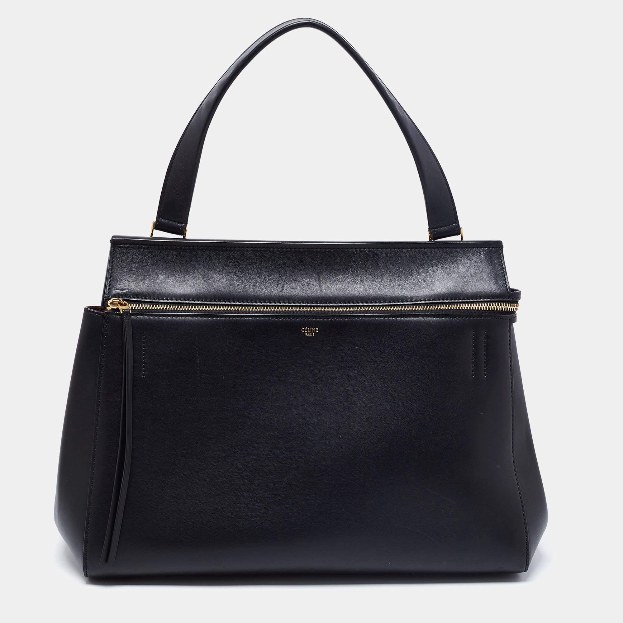 Celine Black Leather Large Edge Top Handle Bag 4