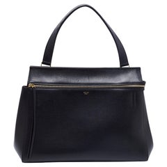 Celine Black Leather Large Edge Top Handle Bag