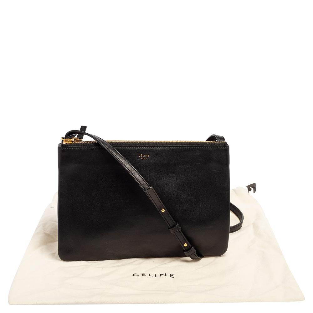 Céline Black Leather Large Trio Crossbody Bag 7