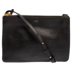 Céline Black Leather Large Trio Crossbody Bag
