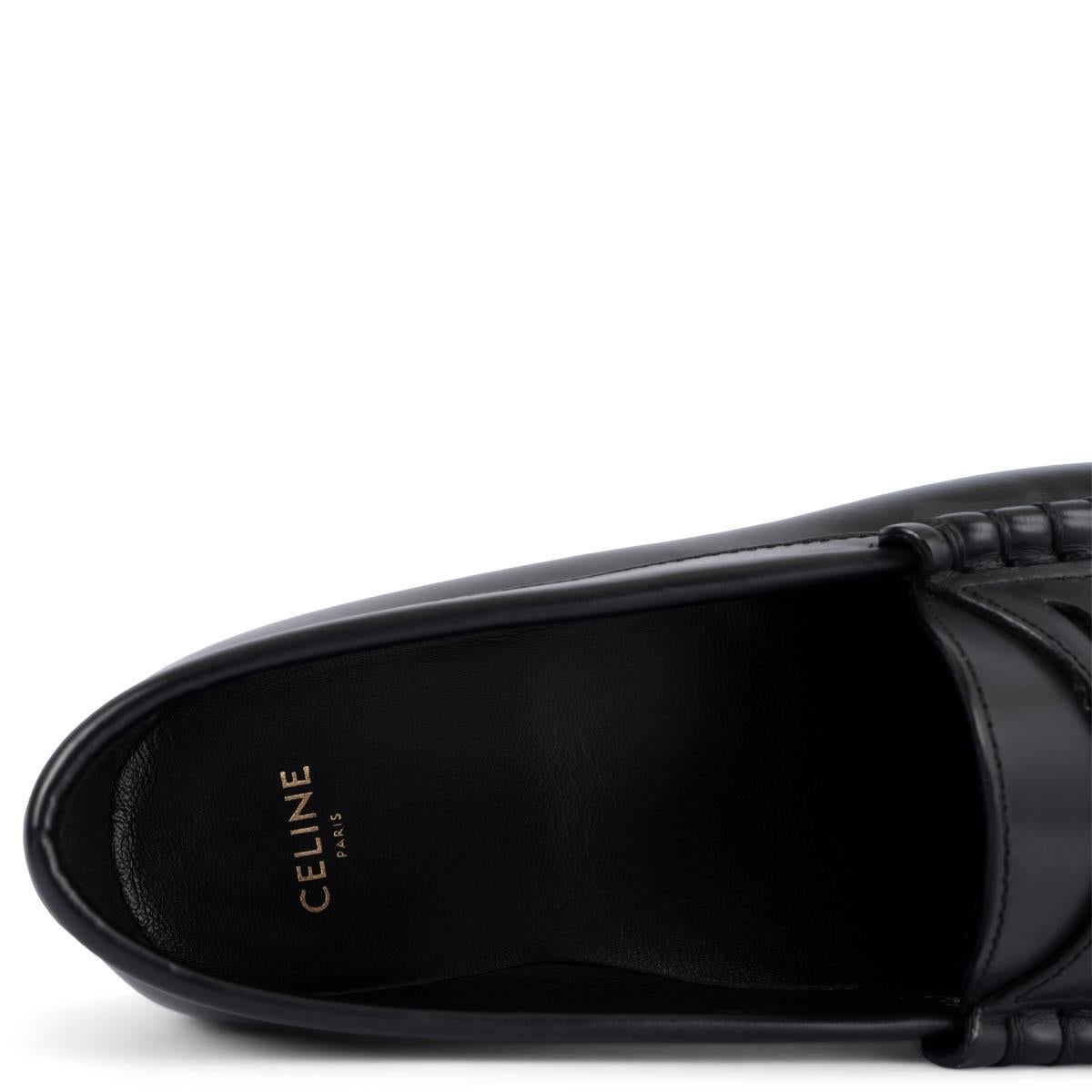 CELINE black leather LUCO Loafers Shoes 38.5 1