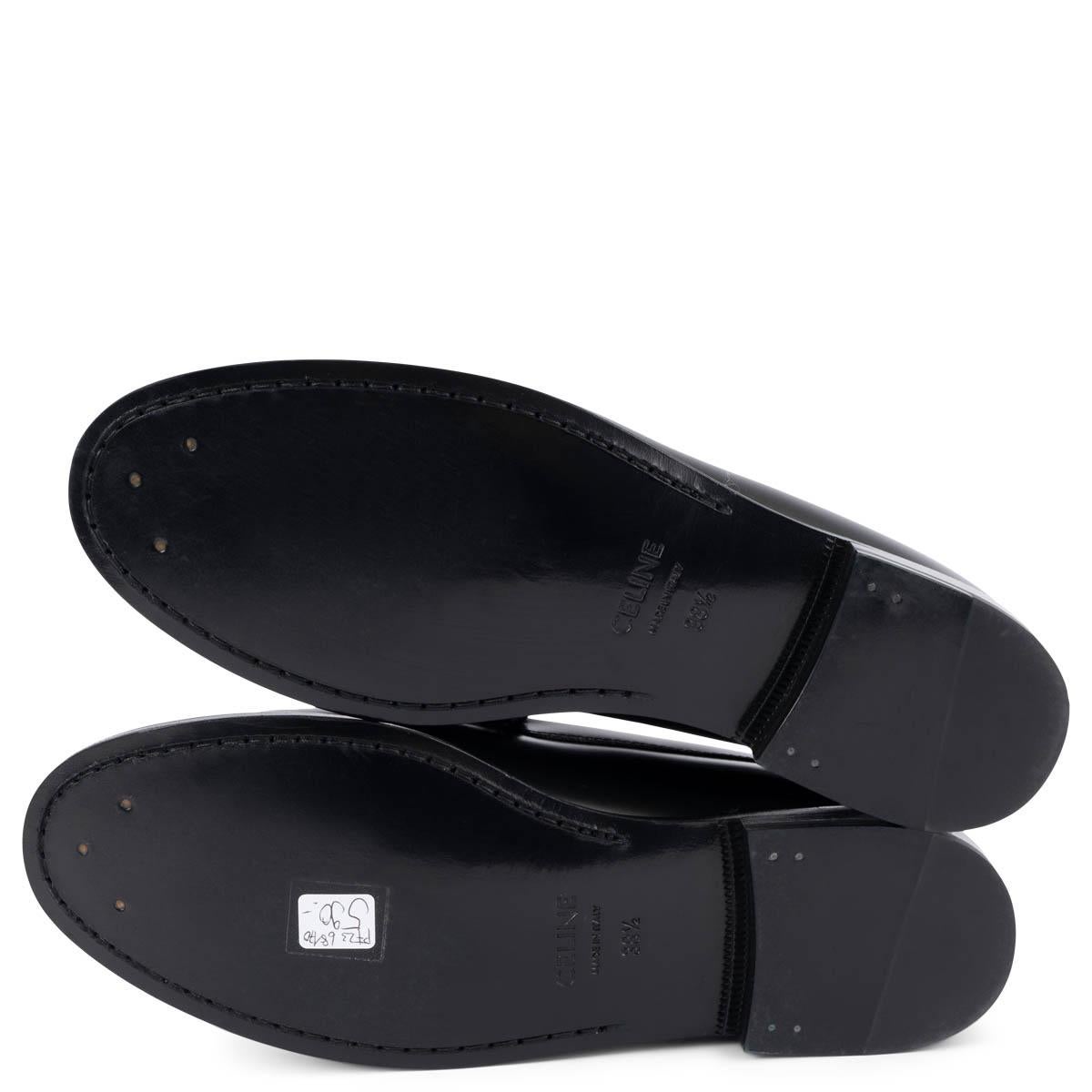 CELINE black leather LUCO Loafers Shoes 38.5 2