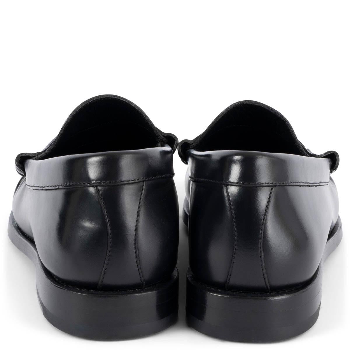Women's CELINE black leather LUCO TRIOMPHE Loafers Shoes 38.5